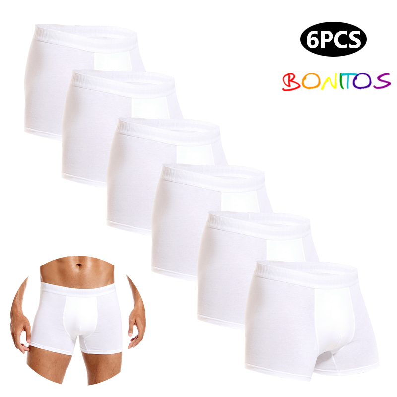 6pcs White Men Panties Cotton  - Boxer Shorts Modal ulasan dan harga