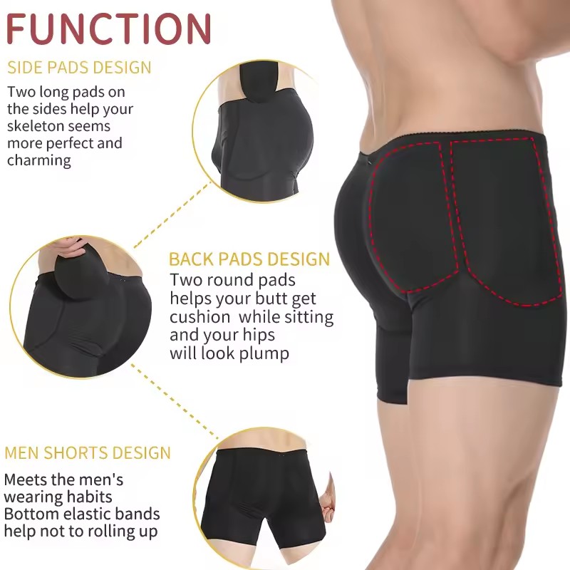 Men Padded Hip Enhancer Booty  - Boxer Brief Pack Cotton ulasan dan harga