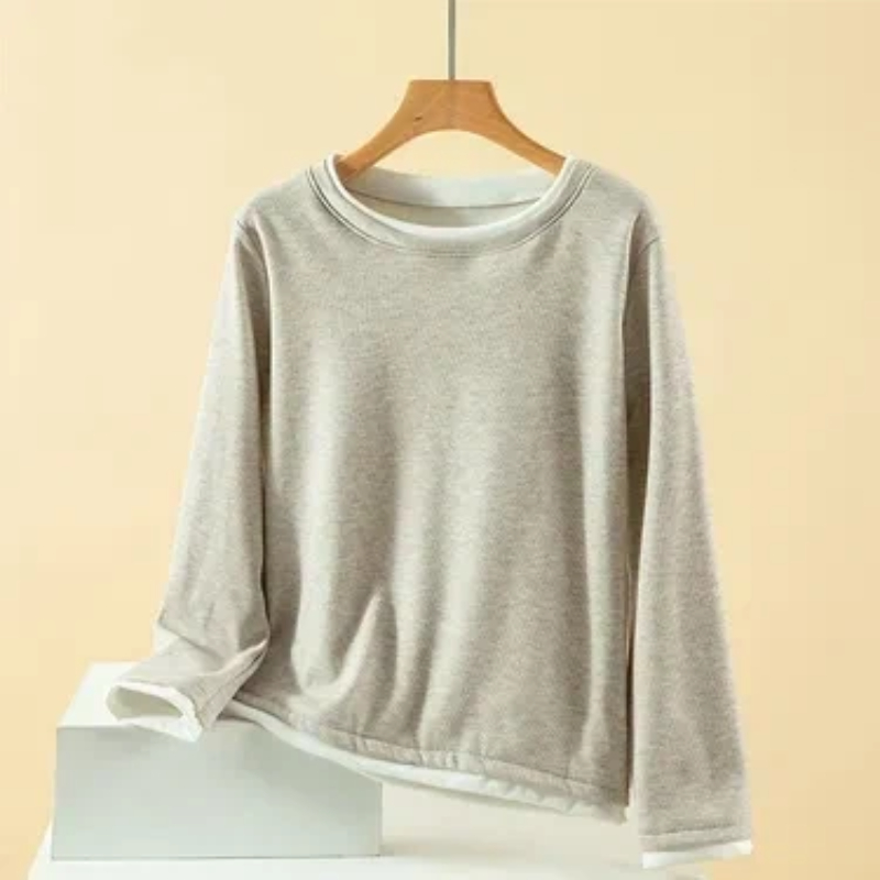 Women Plus Size Fake Two Piece - Undershirt Crew Neck ulasan dan harga