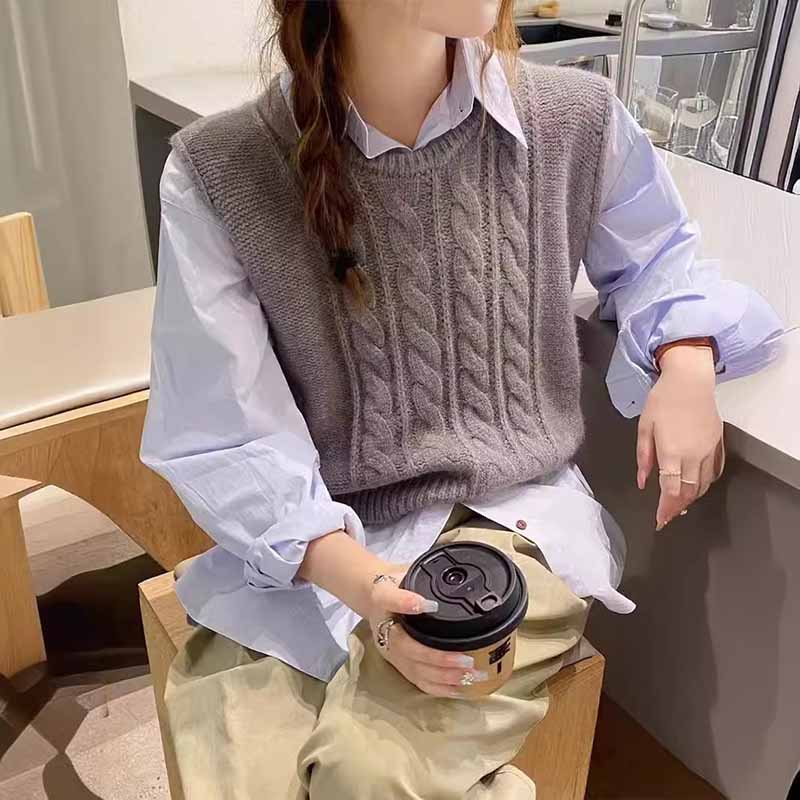 2025 New O-Neck Knitted Vest W - Sleeveless Undershirt ulasan dan harga