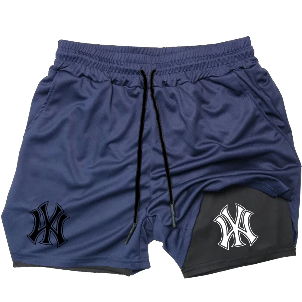 Men 2 in 1 Logo Print Sports S - Compression Shorts Athletes ulasan dan harga